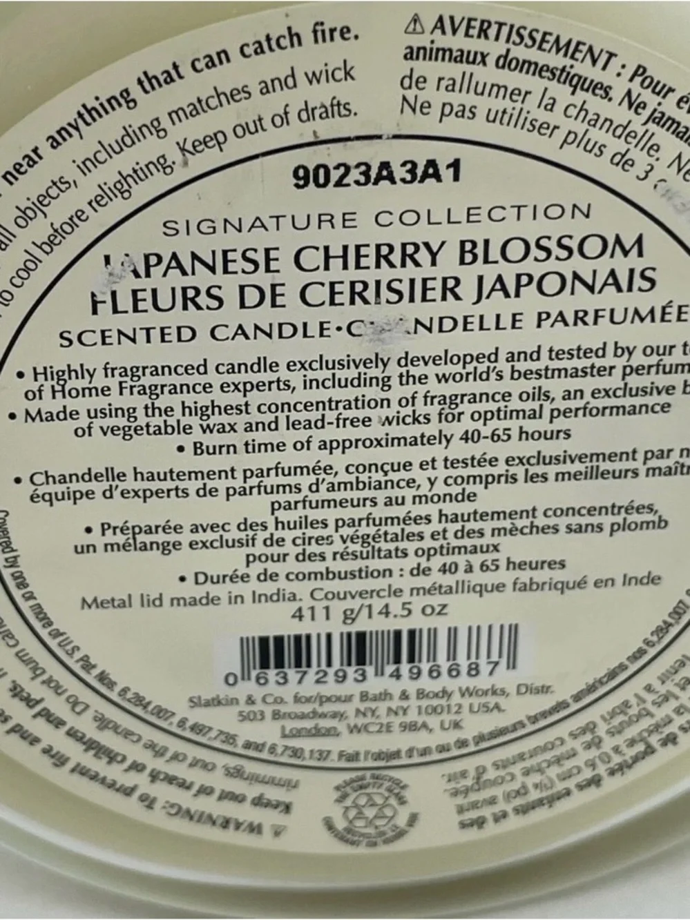 Bath & Body Works Japanese Cherry Blossom Candle - Cream & Pink Floral - Picture 5 of 5